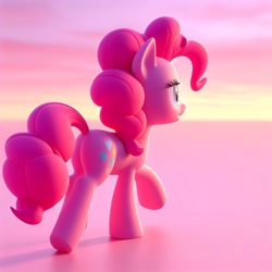 Size: 1024x1024 | Tagged: safe, imported from derpibooru, pinkie pie, earth pony, pony, ai content, ai generated, bubblegum, butt, female, food, gum, mare, plot, prompter:pinkiepiepics, solo