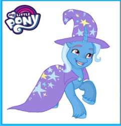 Size: 564x585 | Tagged: safe, artist:oljapisanik, imported from derpibooru, trixie, unicorn, cape, clothes, g4 to g5, g5, generation leap, hat, horn, simple background, solo, trixie's cape, trixie's hat, white background, wizard hat