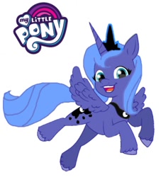 Size: 564x596 | Tagged: safe, artist:oljapisanik, imported from derpibooru, princess luna, alicorn, crown, female, g4 to g5, g5, generation leap, jewelry, mare, my little pony logo, regalia, s1 luna, simple background, solo, white background