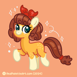 Size: 2500x2500 | Tagged: safe, artist:redpalette, imported from derpibooru, oc, earth pony, blue eyes, braid, braided tail, earth pony oc, female, freckles, mare, ponytail, smiling, solo, tail