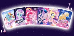 Size: 750x370 | Tagged: safe, imported from derpibooru, applejack, fluttershy, pinkie pie, rainbow dash, rarity, twilight sparkle, alicorn, china, cloud, collaboration, commercial, dairy queen, dq, food, jumping, mane six, merchandise, night, official, rainbow, spread wings, stars, twilight sparkle (alicorn), weixin, wings