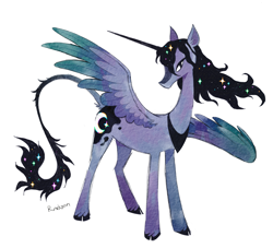 Size: 2048x1859 | Tagged: safe, artist:lutraviolet, imported from derpibooru, princess luna, pony, alternate design, simple background, solo, white background