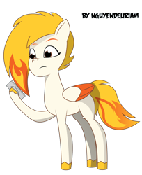 Size: 6521x8000 | Tagged: safe, artist:nguyendeliriam, imported from derpibooru, pegasus, pony, absurd resolution, female, flare (g5), g5, mare, my little pony: tell your tale, phone, simple background, slender, solo, thin, transparent background, white background