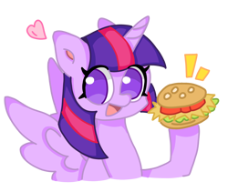 Size: 2256x1901 | Tagged: artist needed, safe, imported from derpibooru, twilight sparkle, alicorn, burger, cute, food, hamburger, hay burger, simple background, solo, that pony sure does love burgers, transparent background