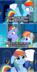 Size: 1024x1992 | Tagged: safe, edit, edited screencap, imported from derpibooru, screencap, bow hothoof, rainbow dash, windy whistles, parental glideance, abuse, comic, crying, dashabuse, revenge, sad, screencap comic, the tables have turned