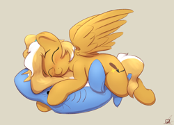 Size: 2500x1800 | Tagged: safe, artist:potato22, imported from derpibooru, oc, oc only, oc:mareota, pegasus, pony, shark, blushing, blåhaj, eyes closed, female, high res, mare, pegasus oc, plushie, shark plushie, simple background, solo, spread wings, tail, wings