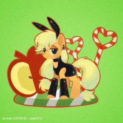 Size: 750x750 | Tagged: safe, artist:mink, artist:mink3757, imported from derpibooru, applejack, earth pony, pony, bunny ears, solo