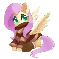 Size: 750x750 | Tagged: safe, artist:moumy, imported from derpibooru, fluttershy, pegasus, pony, clothes, female, mare, simple background, solo, sweater, sweatershy, white background