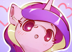Size: 655x478 | Tagged: safe, artist:itssim, imported from derpibooru, part of a set, princess cadance, pony, :o, blushing, bust, female, heart, heart eyes, horn, looking at you, mare, open mouth, portrait, solo, wingding eyes