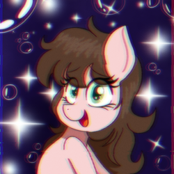 Size: 3070x3070 | Tagged: safe, artist:juniverse, imported from derpibooru, oc, earth pony, 90s effect, anime efect, cute, female, happy, ponysona, solo, sparkles