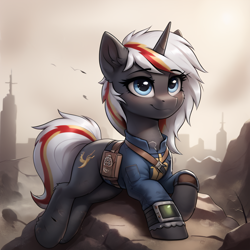 Size: 1024x1024 | Tagged: safe, imported from derpibooru, oc, oc:velvet remedy, fallout equestria, ai content, ai generated, clothes, generator:pony diffusion v6 xl, generator:stable diffusion, pipbuck, prompter:thelight3d