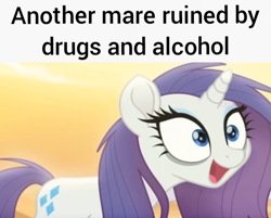 Size: 720x579 | Tagged: safe, artist:trrrebleee, edit, edited screencap, imported from derpibooru, screencap, rarity, unicorn, my little pony: the movie, caption, horn, meme, messy mane, solo, text