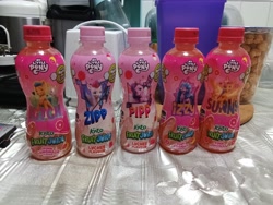 Size: 3264x2448 | Tagged: safe, imported from derpibooru, hitch trailblazer, izzy moonbow, pipp petals, sunny starscout, zipp storm, bottle, character, drink, food, g5, merchandise, photo, singapore