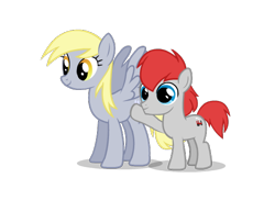 Size: 550x400 | Tagged: artist needed, safe, imported from derpibooru, derpy hooves, earth pony, pegasus, pony, the cart before the ponies, colt, duo, duo male and female, female, foal, male, mare, show accurate, simple background, train tracks (g4), transparent background, vector