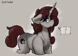 Size: 1712x1238 | Tagged: safe, artist:reddthebat, imported from derpibooru, oc, oc only, oc:violina (reddthebat), ghost, ghost pony, pony, undead, unicorn, female, floppy ears, horn, looking at you, mare, question mark, solo