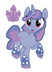 Size: 736x1022 | Tagged: safe, imported from derpibooru, izzy moonbow, oc, oc:crystal flurry, pony, unicorn, base used, comet (g5), crystal, female, g5, horn, mare, offspring, parent:comet (g5), parent:izzy moonbow