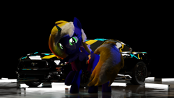 Size: 9600x5400 | Tagged: safe, artist:mrwithered, imported from derpibooru, oc, oc:time vortex, pegasus, pony, 3d, absurd file size, absurd resolution, car, female, glasses, mare, solo