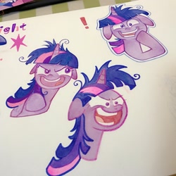 Size: 2160x2160 | Tagged: safe, artist:miss-aciturn, imported from derpibooru, twilight sparkle, alicorn, pony, unicorn, lesson zero, floppy ears, horn, marker drawing, open mouth, open smile, smiling, solo, teeth, traditional art, twilight snapple, twilight sparkle (alicorn), twilight sparkle is best facemaker