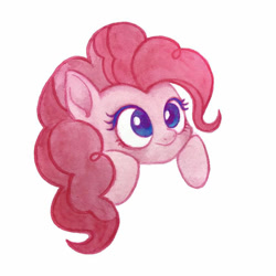 Size: 750x750 | Tagged: safe, artist:miss-aciturn, imported from derpibooru, pinkie pie, earth pony, pony, simple background, solo, white background