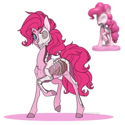 Size: 1024x1024 | Tagged: safe, artist:dementra369, imported from derpibooru, pinkie pie, earth pony, pony, bone, dissectibles, exposed bone, freeny's hidden dissectibles, skeleton, solo, toy, watermark