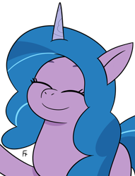 Size: 2353x3080 | Tagged: safe, artist:frownfactory, imported from derpibooru, izzy moonbow, unicorn, eyes closed, female, g5, horn, simple background, smiling, solo, transparent background