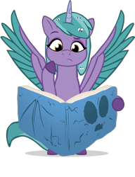 Size: 981x1278 | Tagged: safe, artist:equestriaexploration, imported from derpibooru, alicorn, pony, book, g5, shiny sparks, simple background, solo, sparksicorn, transparent background