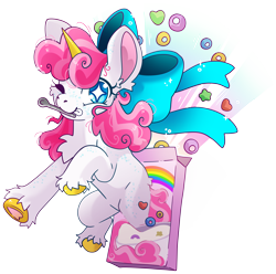 Size: 6751x6708 | Tagged: safe, artist:cutepencilcase, imported from derpibooru, oc, oc only, pony, unicorn, cereal box, horn, simple background, solo, transparent background, unicorn oc