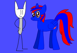 Size: 1920x1333 | Tagged: safe, artist:robertleyvaiii, imported from derpibooru, oc, oc only, oc:chuk, oc:stephen (stephen-fisher), alicorn, alicorn oc, blue background, duo, horn, male, simple background, wings