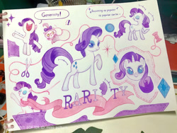 Size: 1680x1260 | Tagged: safe, artist:miss-aciturn, imported from derpibooru, opalescence, rarity, cat, pony, unicorn, horn, speech bubble, traditional art