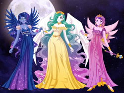 Size: 800x600 | Tagged: safe, artist:levanta-zilver, imported from derpibooru, princess cadance, princess celestia, princess luna, human, equestria girls, anime, sailor moon (series), sailor senshi maker, solo