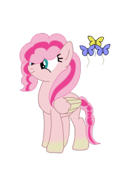 Size: 640x936 | Tagged: safe, artist:an_anonymous_anime, imported from derpibooru, oc, oc only, pegasus, pony, base used, colored wings, cutie mark, female, folded wings, fusion, fusion:flutterpie, fusion:fluttershy, fusion:pinkie pie, gradient hooves, pegasus oc, simple background, smiling, solo, transparent background, wings