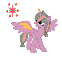 Size: 640x620 | Tagged: safe, artist:an_anonymous_anime, imported from derpibooru, oc, oc only, alicorn, pony, alicorn oc, base used, cutie mark, female, fusion, fusion:applejack, fusion:twijack, fusion:twilight sparkle, horn, simple background, smiling, solo, spread wings, transparent background, wings