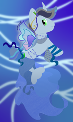 Size: 2429x4064 | Tagged: safe, artist:kosmiktym, imported from derpibooru, oc, oc only, oc:bounded-time, alicorn, fairy, pony, seapony (g4), background, curved horn, dorsal fin, fairy wings, fin, fish tail, flowing mane, flowing tail, horn, ocean, seaponified, smiling, solo, species swap, swimming, tail, underwater, water, wings