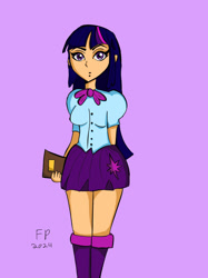 Size: 827x1104 | Tagged: safe, artist:funnypancake, imported from derpibooru, twilight sparkle, human, anime, anime style, humanized