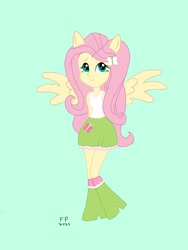 Size: 1620x2160 | Tagged: safe, artist:funnypancake, imported from derpibooru, fluttershy, human, pegasus, equestria girls, ponied up, simple background, solo