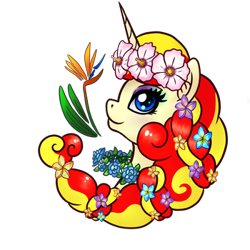 Size: 350x350 | Tagged: artist needed, safe, imported from derpibooru, oc, oc only, oc:miss libussa, pony, unicorn, czequestria, czequestria 202x, eyeshadow, female, female oc, floral head wreath, floral necklace, flower, flower in hair, gradient eyeshadow, head only, horn, makeup, mare, pony oc, profile picture, simple background, solo, transparent background, unicorn oc