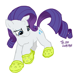 Size: 1271x1271 | Tagged: safe, artist:siemensohm, imported from derpibooru, rarity, pony, unicorn, crocs, female, horn, looking down, mare, simple background, solo, white background