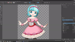 Size: 1920x1080 | Tagged: safe, artist:jdan-s, imported from derpibooru, coco pommel, human, carole and tuesday, clothes, dress, female, humanized, krita, linux, looking at you, screenshots, solo, wip