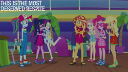 Size: 2000x1125 | Tagged: safe, edit, edited screencap, editor:quoterific, imported from derpibooru, screencap, applejack, fluttershy, pinkie pie, rainbow dash, rarity, sci-twi, sunset shimmer, twilight sparkle, equestria girls, equestria girls specials, humane five, humane seven, humane six, my little pony equestria girls: spring breakdown