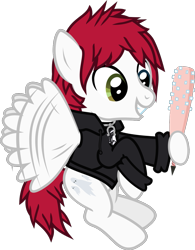 Size: 997x1279 | Tagged: safe, artist:lightningbolt, derpibooru exclusive, imported from derpibooru, pegasus, pony, .svg available, awsten knight, baseball bat, buzzing wings, clothes, flying, grin, heterochromia, hood, hoodie, hoof hold, horseshoes, jewelry, long sleeves, male, necklace, ponified, show accurate, simple background, smiling, solo, stallion, svg, toothbat, transparent background, vector, waterparks, wings