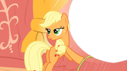 Size: 1280x720 | Tagged: safe, artist:poniesmeme20, edit, edited screencap, imported from derpibooru, screencap, applejack, earth pony, pony, exploitable, exploitable meme, female, looking at you, meme, simple background, solo, transparent background, window