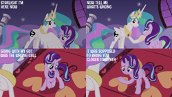 Size: 2000x1125 | Tagged: safe, edit, edited screencap, editor:quoterific, imported from derpibooru, screencap, princess celestia, starlight glimmer, alicorn, pony, unicorn, a royal problem, season 7, butt, dream realm, duo, duo female, female, glimmer glutes, horn, mare