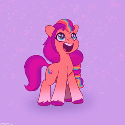 Size: 2480x2480 | Tagged: safe, artist:starburstuwu, imported from derpibooru, sunny starscout, earth pony, pony, braid, braided ponytail, cute, daaaaaaaaaaaw, female, g5, hall-o-marers, happy, mane stripe sunny, mare, my little pony: tell your tale, open mouth, open smile, ponytail, smiling, solo, sparkly eyes, sunnybetes, wingding eyes