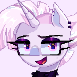 Size: 3000x3000 | Tagged: safe, artist:opal_radiance, imported from derpibooru, oc, oc only, pony, unicorn, horn, purple background, simple background, solo