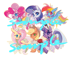 Size: 4850x3838 | Tagged: safe, artist:ember420, imported from derpibooru, applejack, fluttershy, pinkie pie, rainbow dash, rarity, twilight sparkle, alicorn, earth pony, pegasus, pony, unicorn, horn, mane six, simple background, white background