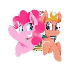 Size: 2000x2000 | Tagged: safe, artist:kathepart, imported from derpibooru, pinkie pie, somnambula, pegasus, duo, duo female, female, looking at each other, looking at someone, simple background, transparent background