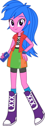 Size: 400x1102 | Tagged: safe, artist:sketchmcreations, imported from derpibooru, oc, oc only, oc:misty lily, human, equestria girls, blue hair, boots, boots swap, clothes, clothes swap, commission, deviantart watermark, equestria girls oc, equestria girls-ified, high heel boots, not firefly, obtrusive watermark, phone, purple eyes, purple skin, recolor, shirt, shoes, simple background, skirt, socks, solo, transparent background, watermark