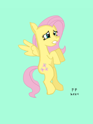 Size: 1620x2160 | Tagged: safe, artist:funnypancake, imported from derpibooru, fluttershy, pegasus, pony, green background, scared, simple background, solo