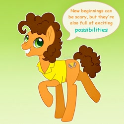 Size: 1500x1500 | Tagged: safe, artist:faelingmagic, imported from derpibooru, cheese sandwich, earth pony, pony, gradient background, male, outline, positive message, positive ponies, solo, speech bubble, stallion