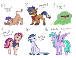 Size: 1700x1300 | Tagged: safe, artist:ruushiicz, imported from derpibooru, oc, oc only, oc:bob, oc:evening glint, oc:royal blue, oc:seashell, oc:singular, oc:tepoz, dracony, dragon, hybrid, pony, unicorn, blaze (coat marking), cargo ship offspring, coat markings, facial markings, female, flower, horn, interspecies offspring, magical lesbian spawn, male, mare, offspring, parent:ahuizotl, parent:capper, parent:capper dapperpaws, parent:daring do, parent:pinkie pie, parent:princess skystar, parent:rarity, parent:smooze, parent:spike, parent:starlight glimmer, parent:sunburst, parent:tom, parents:capperity, parents:darizotl, parents:skypie, parents:sparity, parents:starburst, simple background, socks (coat markings), stallion, white background